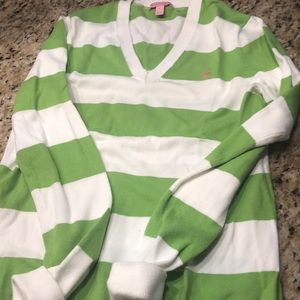 Green and White Lilly Pulitzer v-neck sweater size small